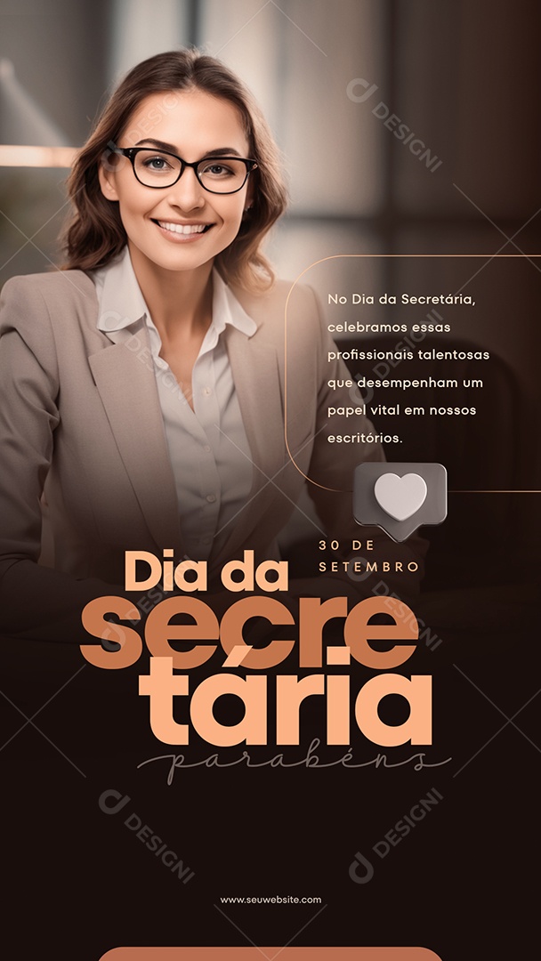 Social Media Story VItal Em Nossos Escritórios Dia Da Secretária PSD Editável
