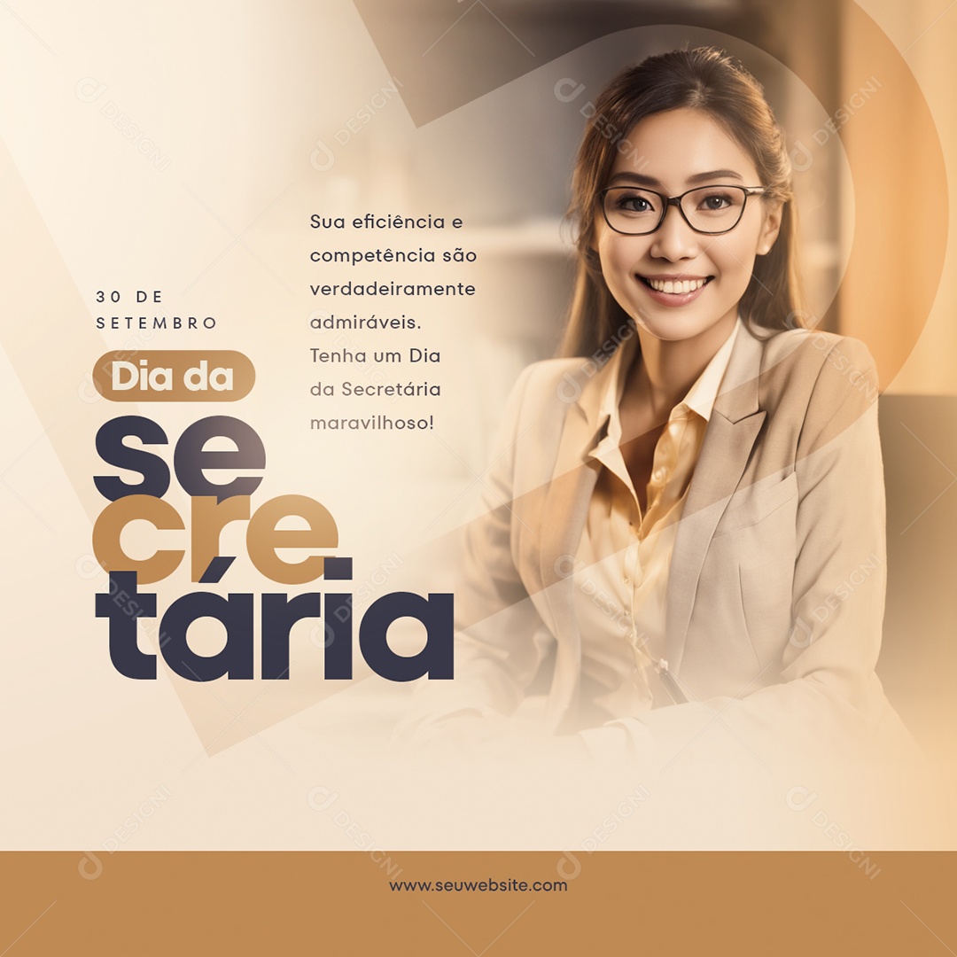 Feed Dia Da Secretária Efeiciência e Competência Social Media PSD Editável
