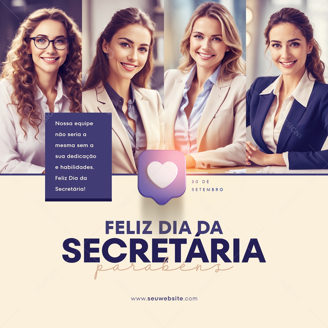 Social Media Feed Feliz Dia Da Secretária Parabéns PSD Editável