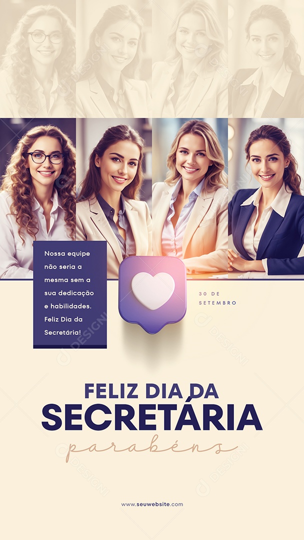 Social Media Story Feliz Dia Da Secretária 30 De Setembro PSD Editável