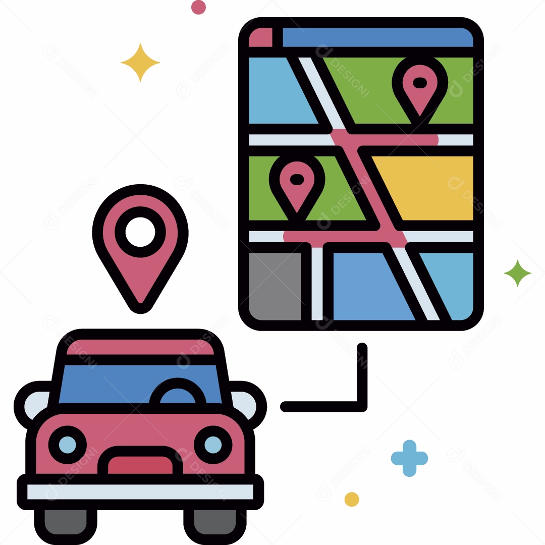 Localização de Veículo Ilustração Vetor EPS