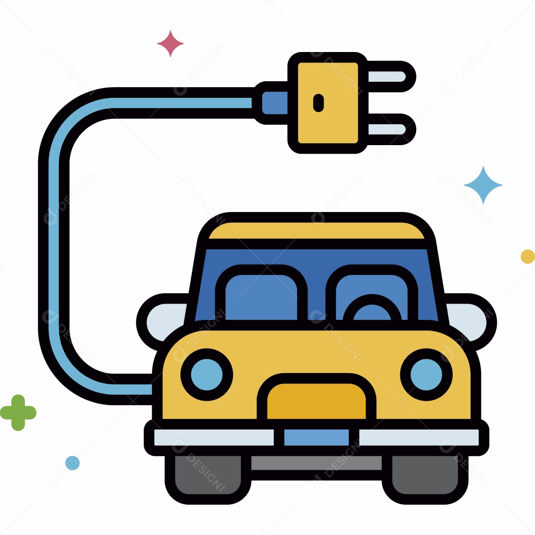 Carro Elétrico Ilustração Vetor EPS