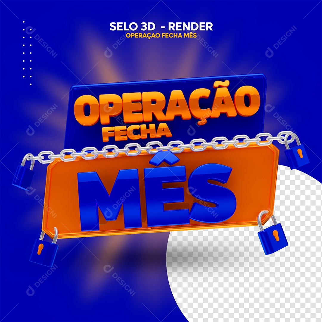 Operação Fecha Mes Selo 3D Dourado Azul para Composição PSD
