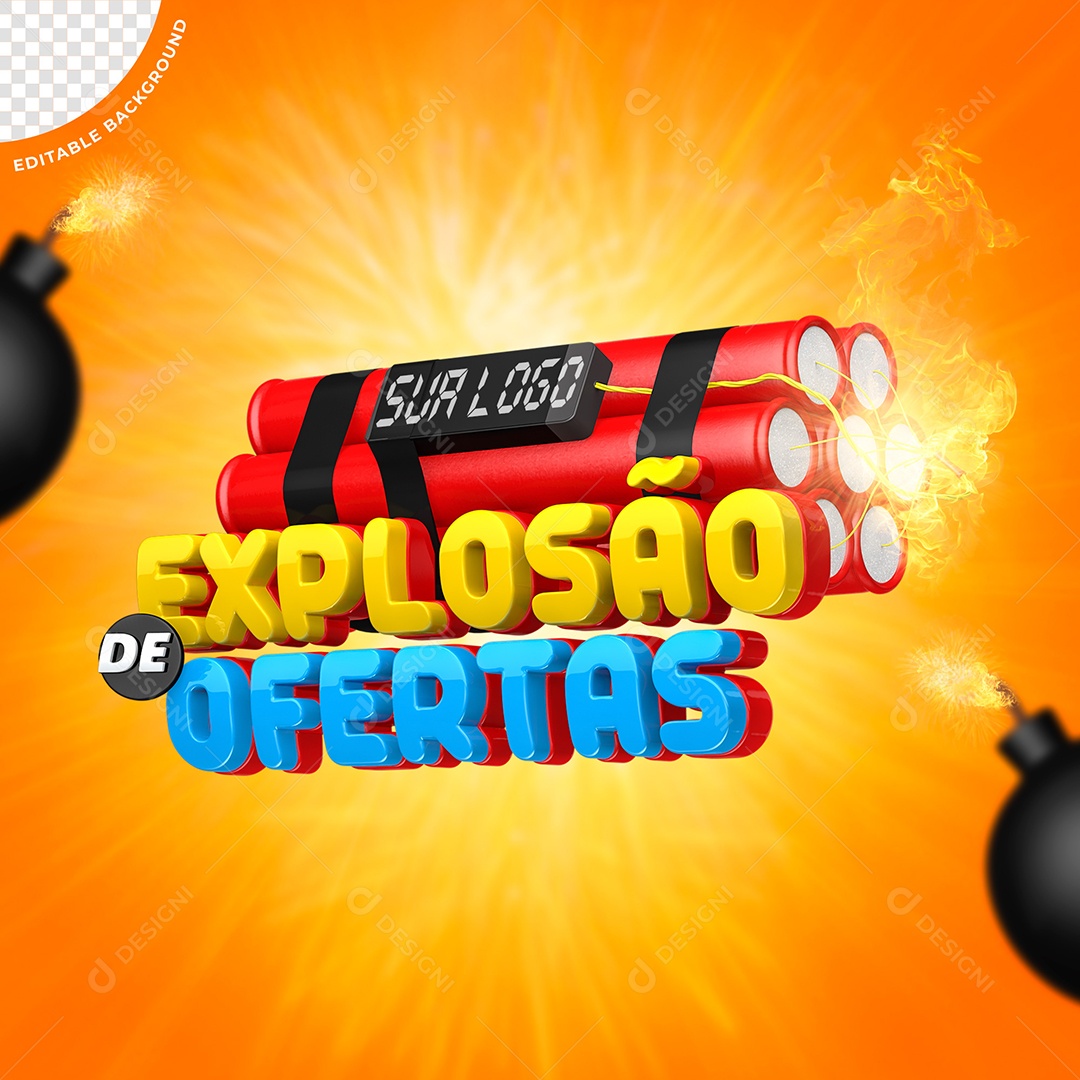 Selo 3D Explosão De Ofertas Para Composição PSD