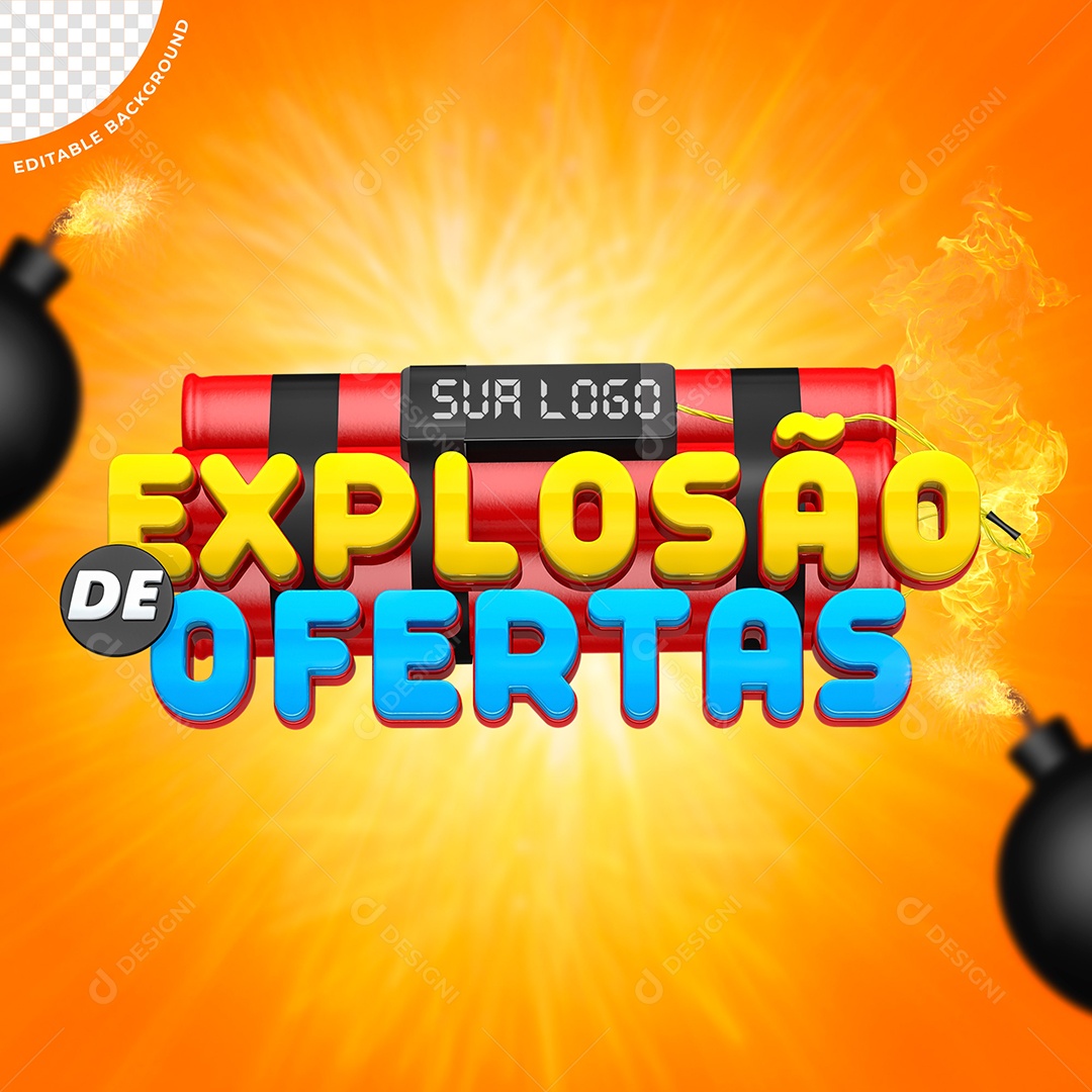 Explosão De Ofertas Selo 3D Para Composição PSD