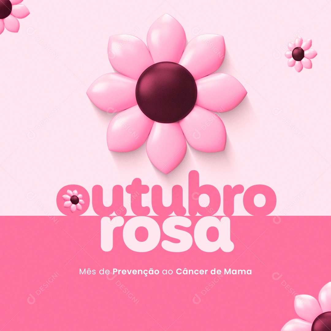 Social Media Feed Outubro Rosa Prevenção ao Câncer De Mama PSD Editável