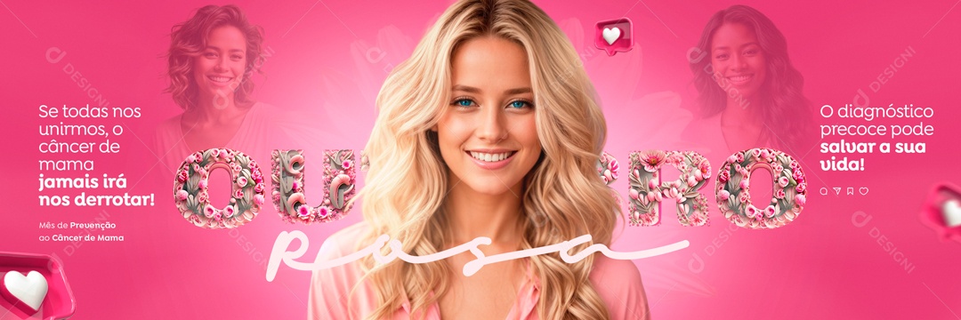 Carrossel Outubro Rosa Salvar a Sua Vida Social Media PSD Editável