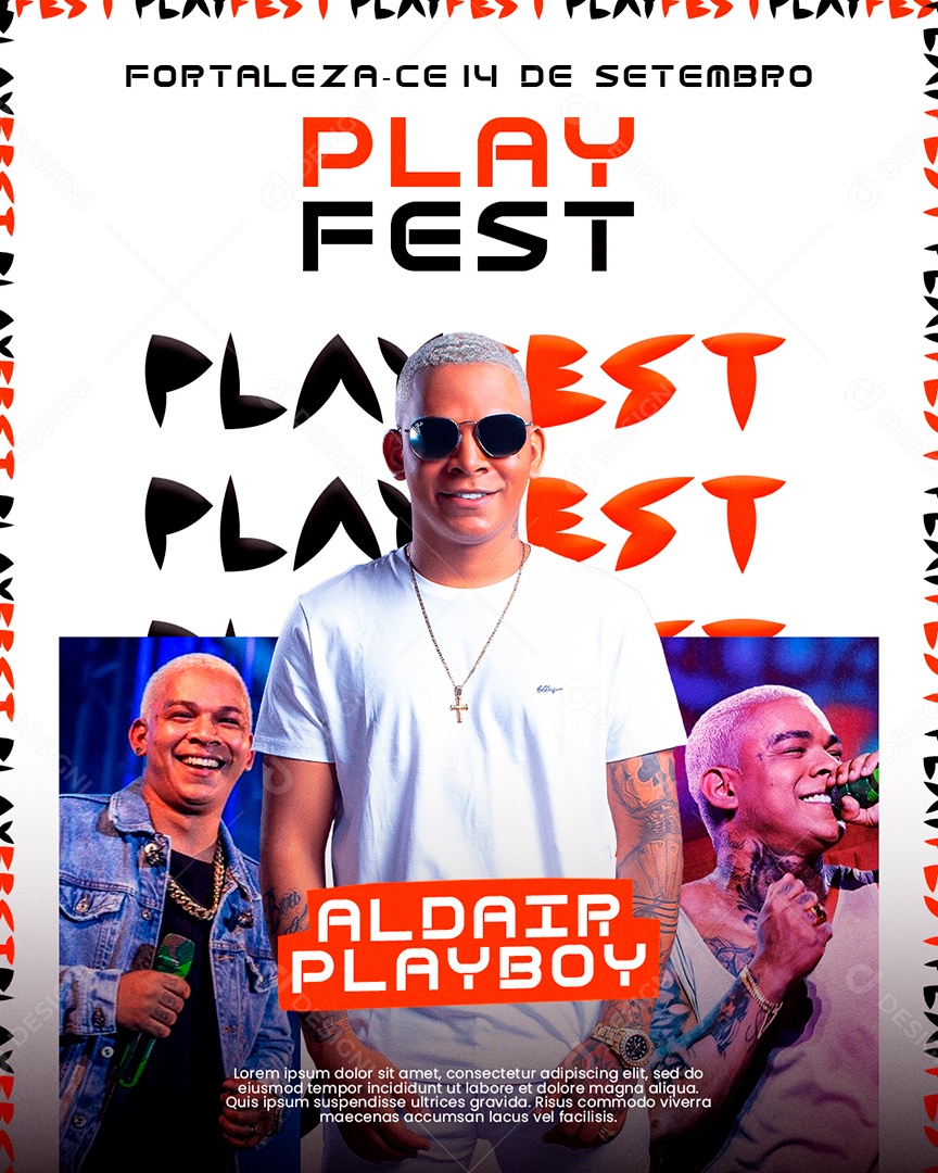 Flyer Play Fest Aldair Playboy Social Media PSD Editável