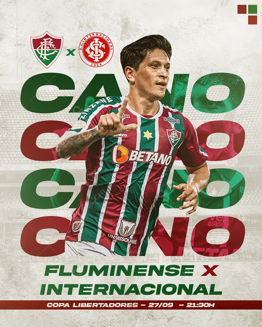 Flyer Futebol Fluminense X Internacional Cano Libertadores Social Media PSD Editável