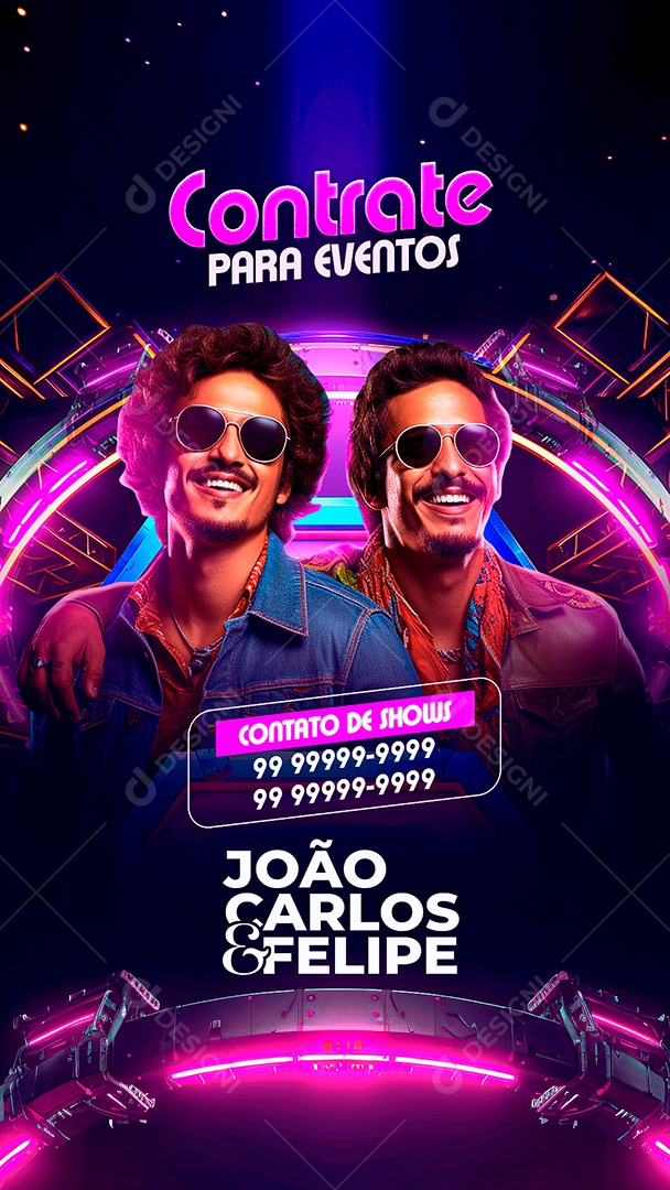 Story Flyer Contrate para Eventos João Carlos & Felipe Social Media PSD Editável