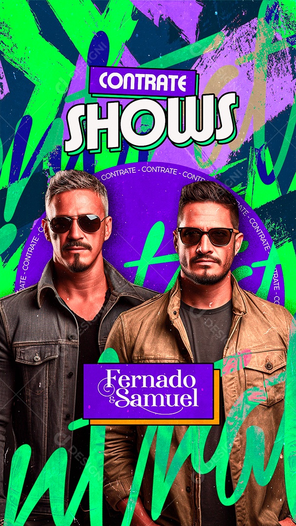 Story Flyer Contrate Shows Fernado & Samuel Social Media PSD Editável
