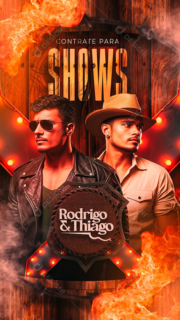 Story Flyer Contrate para Shows Rodrigo & Thiago Social Media PSD Editável