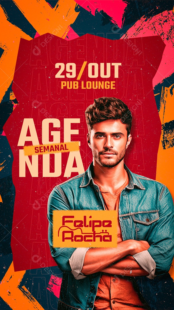 Story Flyer Agenda Semanal Felipe Rocha Social Media PSD Editável