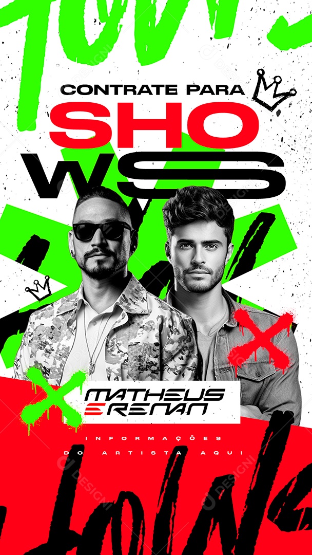 Story Flyer Contrate para Shows Matheus E Renan Social Media PSD Editável