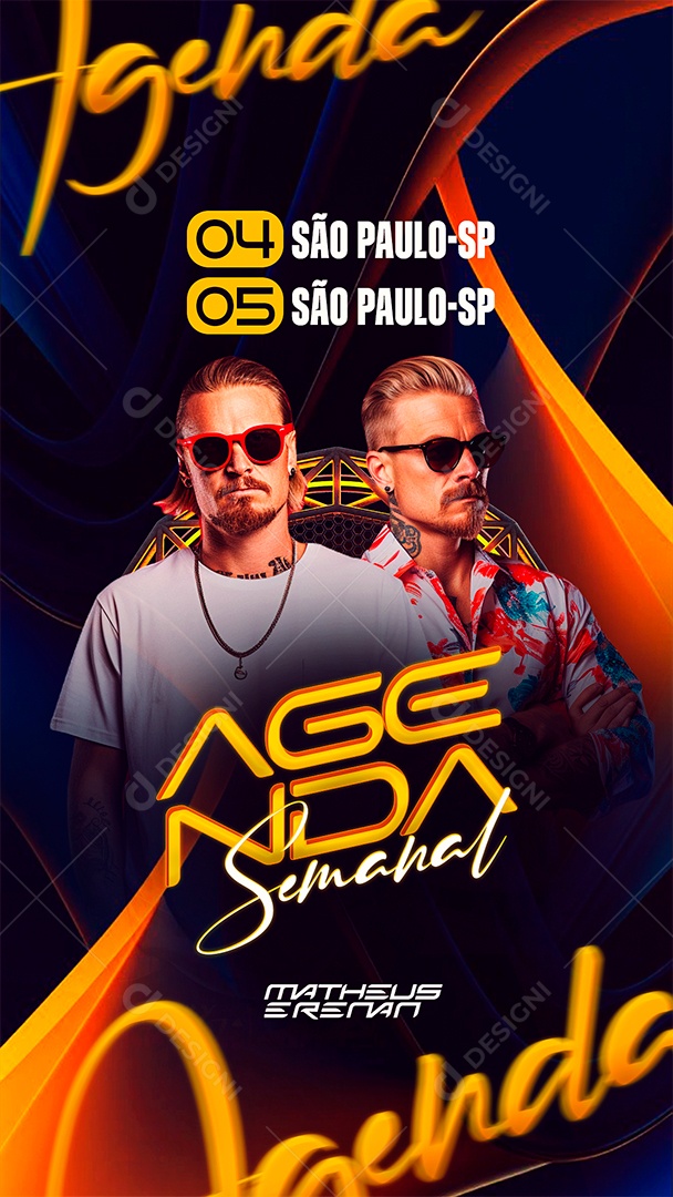 Story Flyer Agenda Semanal Matheus E Renan Social Media PSD Editável