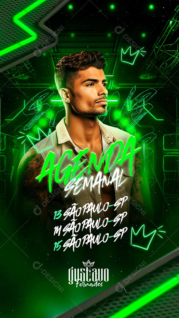 Story Flyer Gustavo Fernades Agenda Semanal Social Media PSD Editável