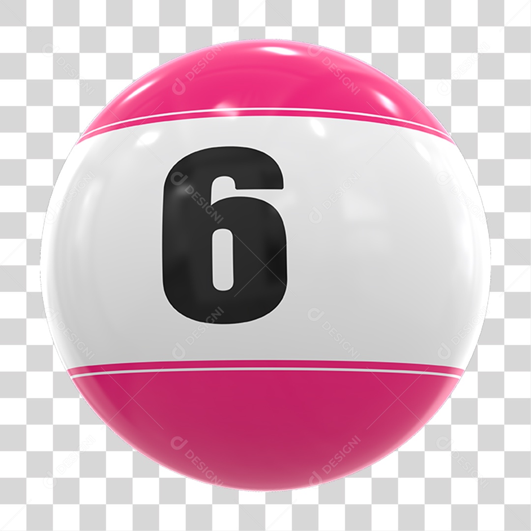 Bola de Bingo com Número 6 PNG Transparente