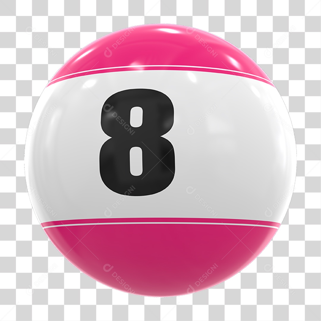 Bola de Bingo com Número 8 PNG Transparente