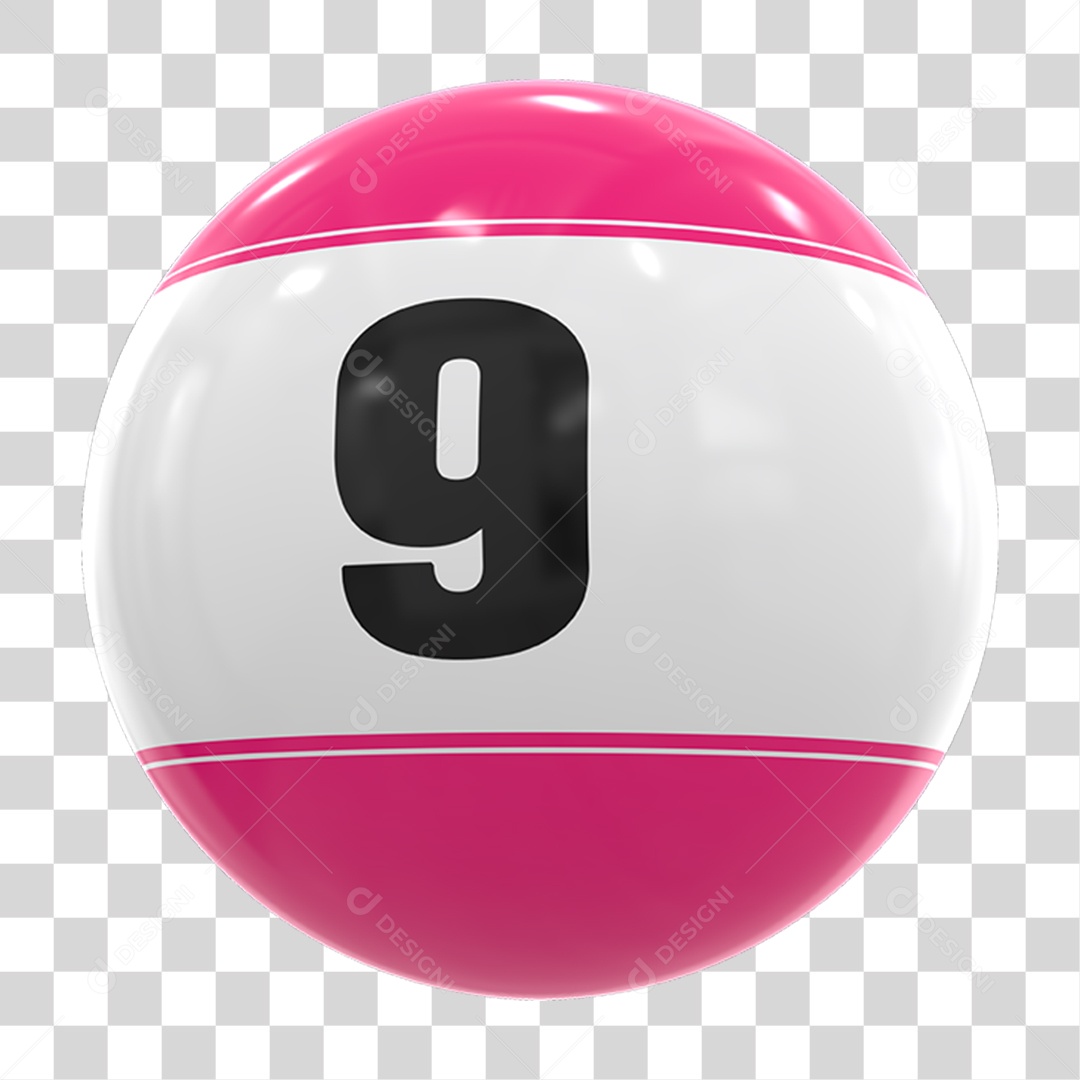 Bola de Bingo com Número 9 PNG Transparente