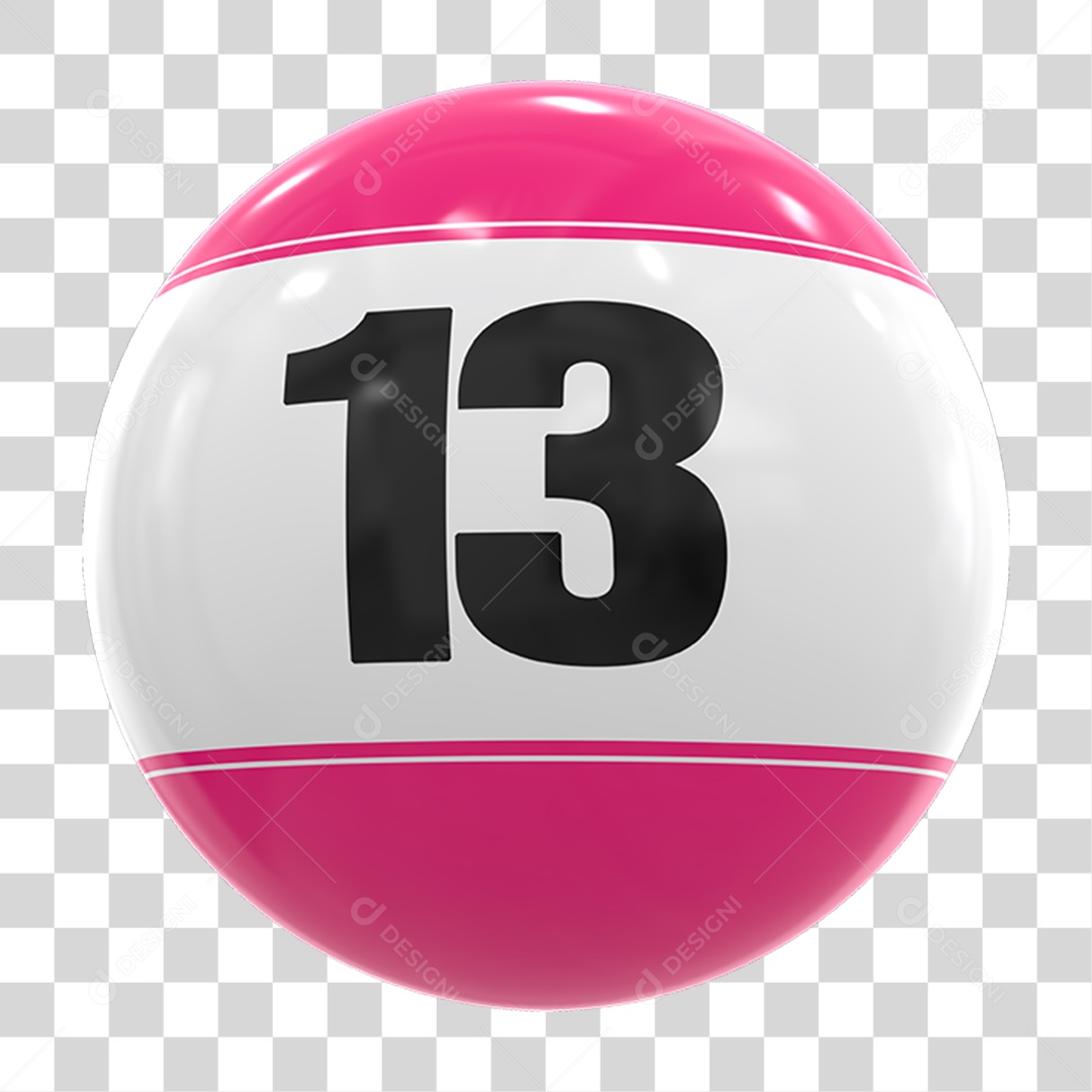 Bola de Bingo com Número 13 PNG Transparente