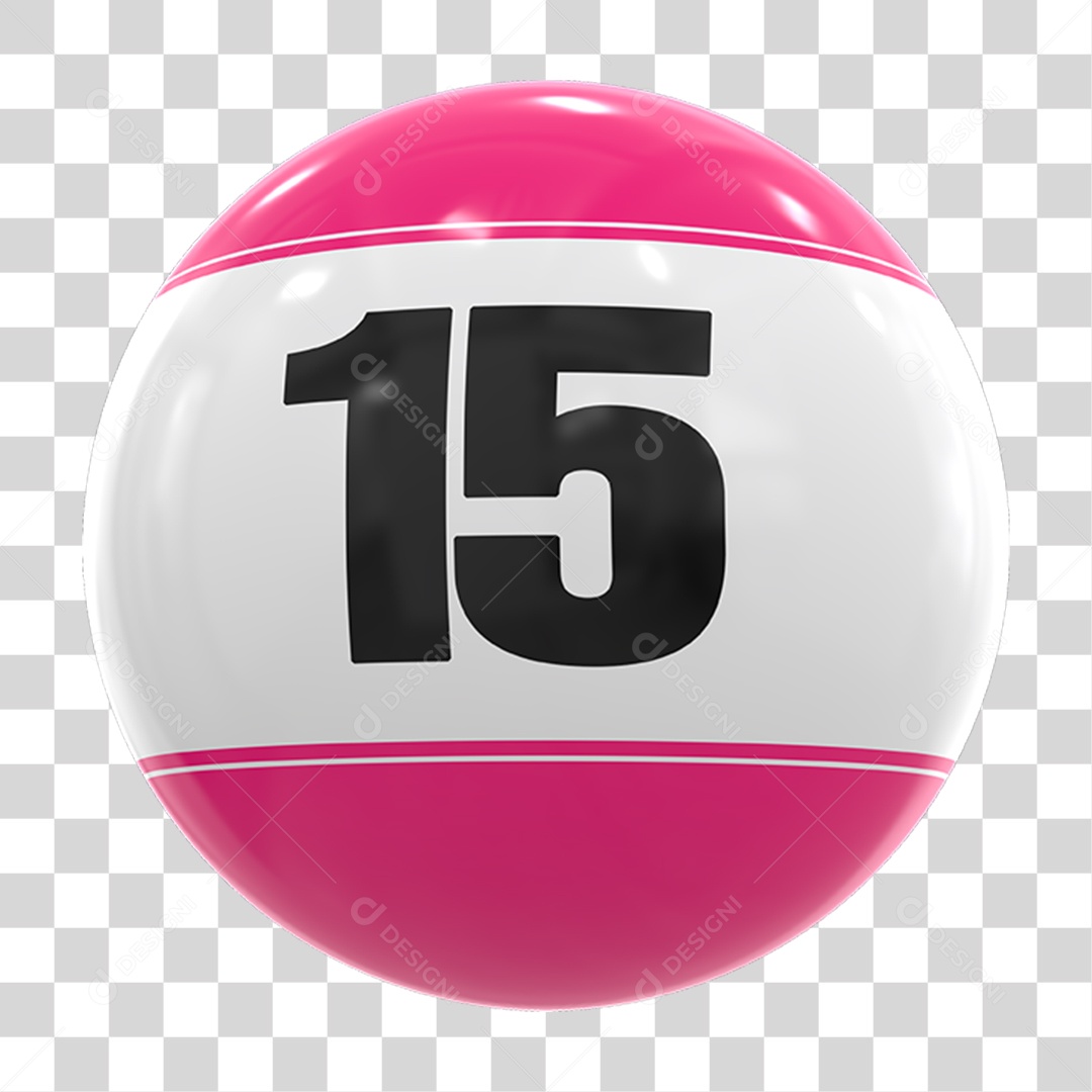 Bola de Bingo com Número 15 PNG Transparente