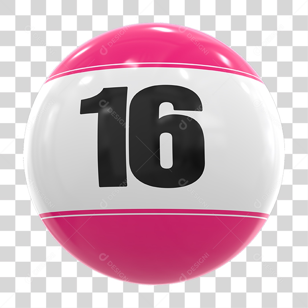 Bola de Bingo com Número 16 PNG Transparente