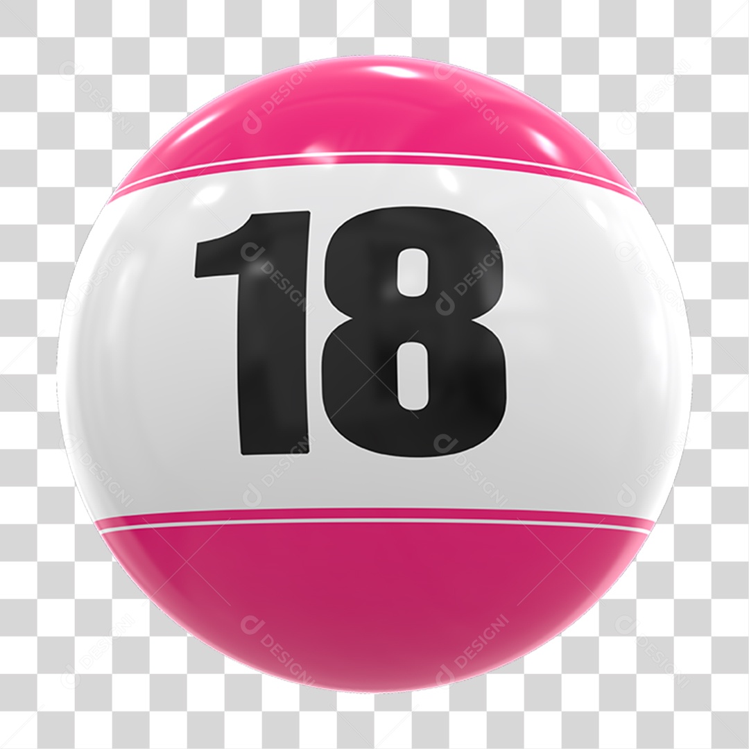 Bola de Bingo com Número 18 PNG Transparente