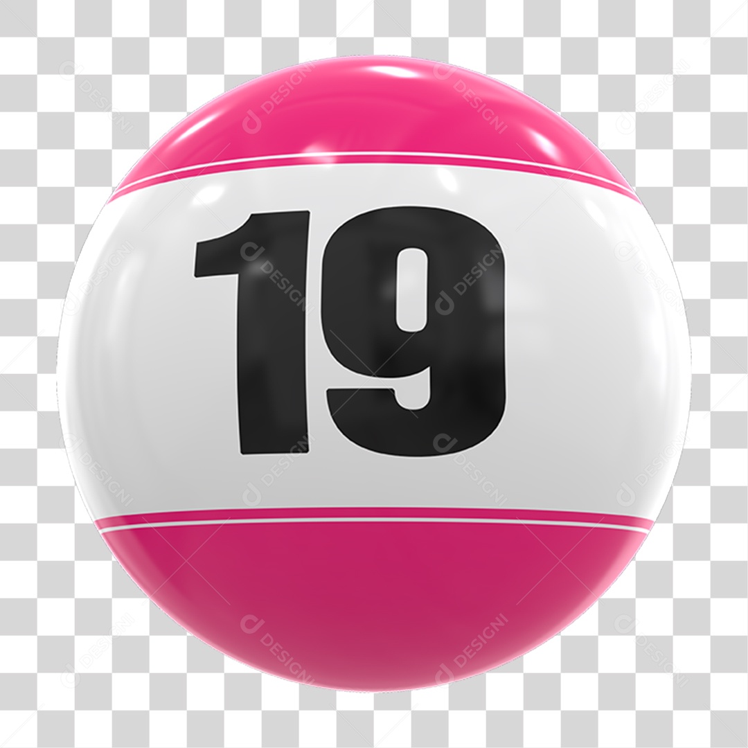 Bola de Bingo com Número 19 PNG Transparente