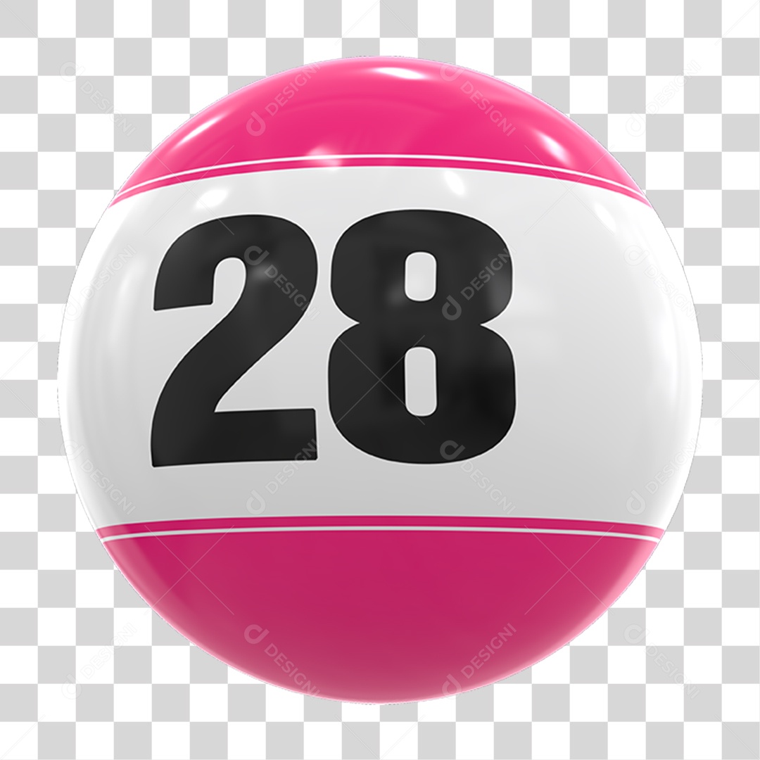 Bola de Bingo com Número 28 PNG Transparente