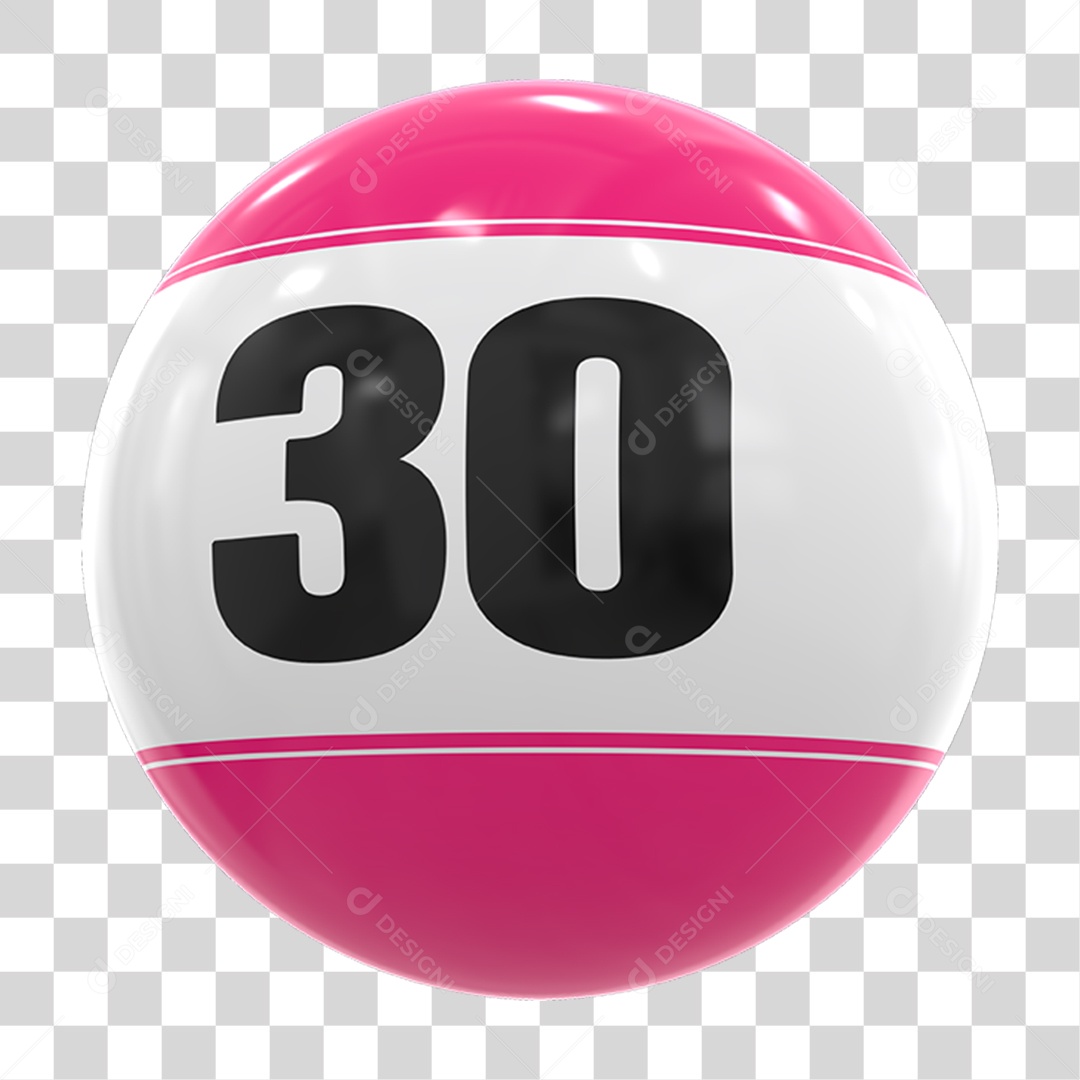 Bola de Bingo com Número 30 PNG Transparente