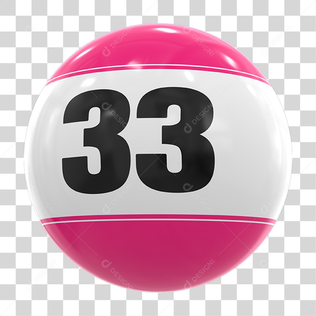 Bola de Bingo com Número 33 PNG Transparente