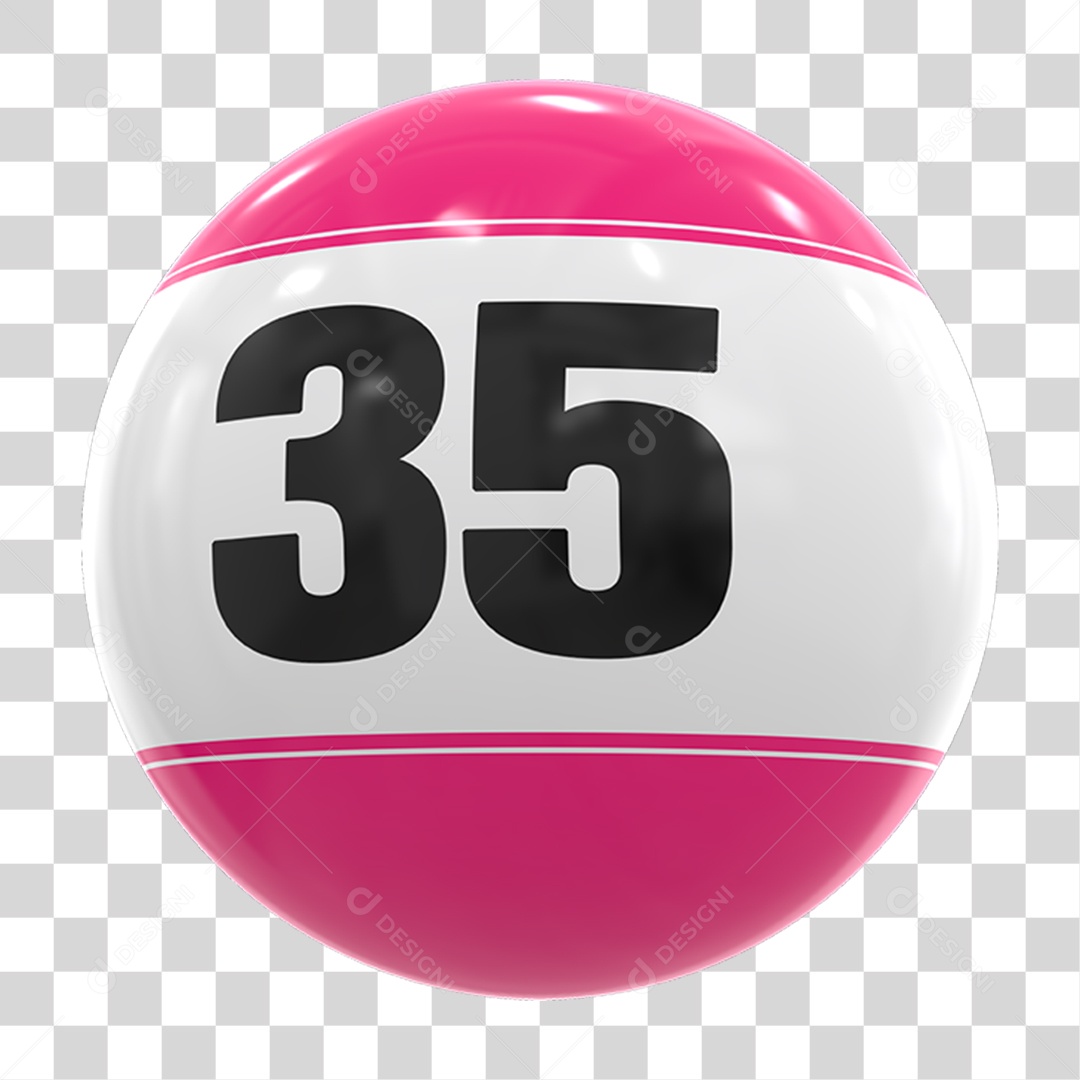 Bola de Bingo com Número 35 PNG Transparente