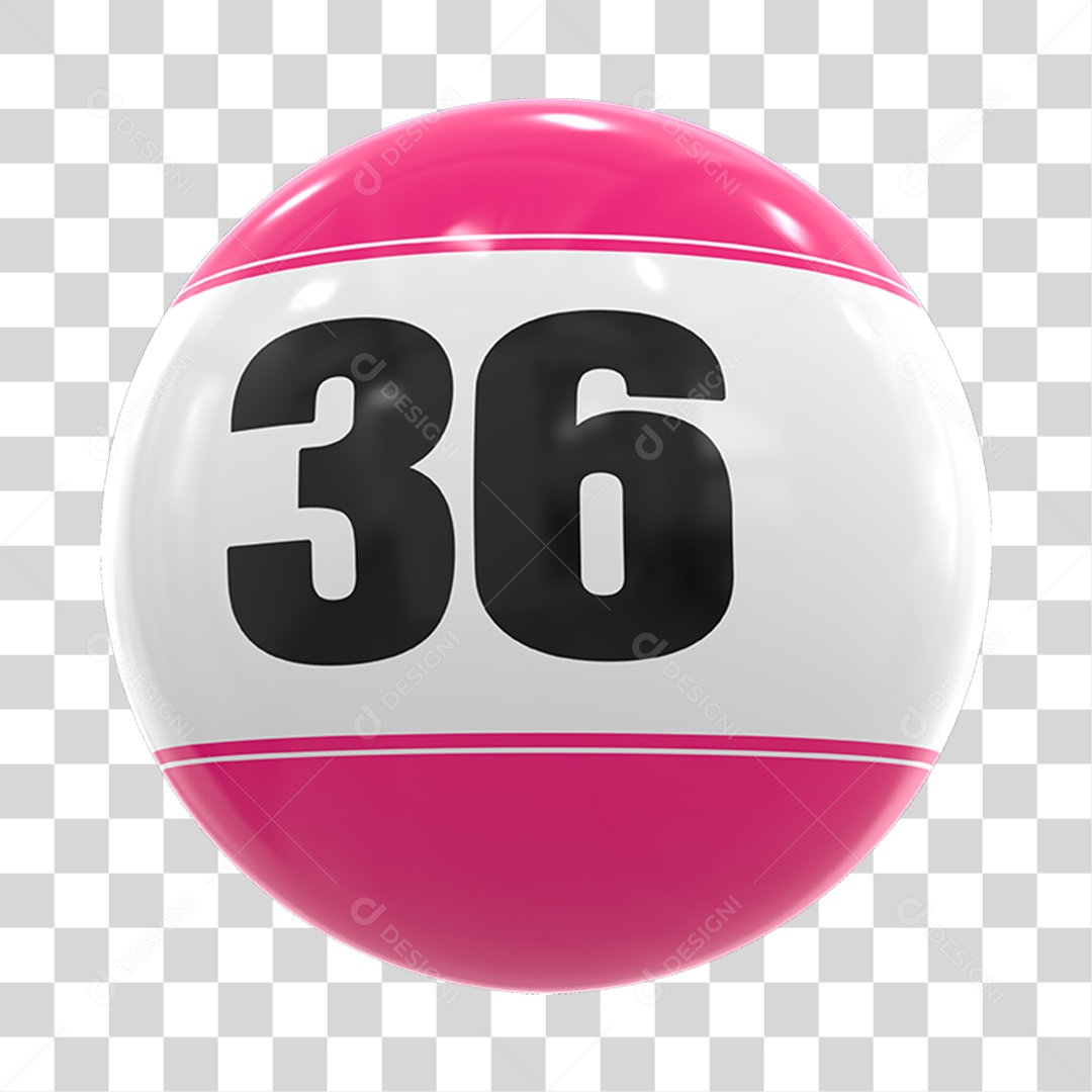 Bola de Bingo com Número 36 PNG Transparente