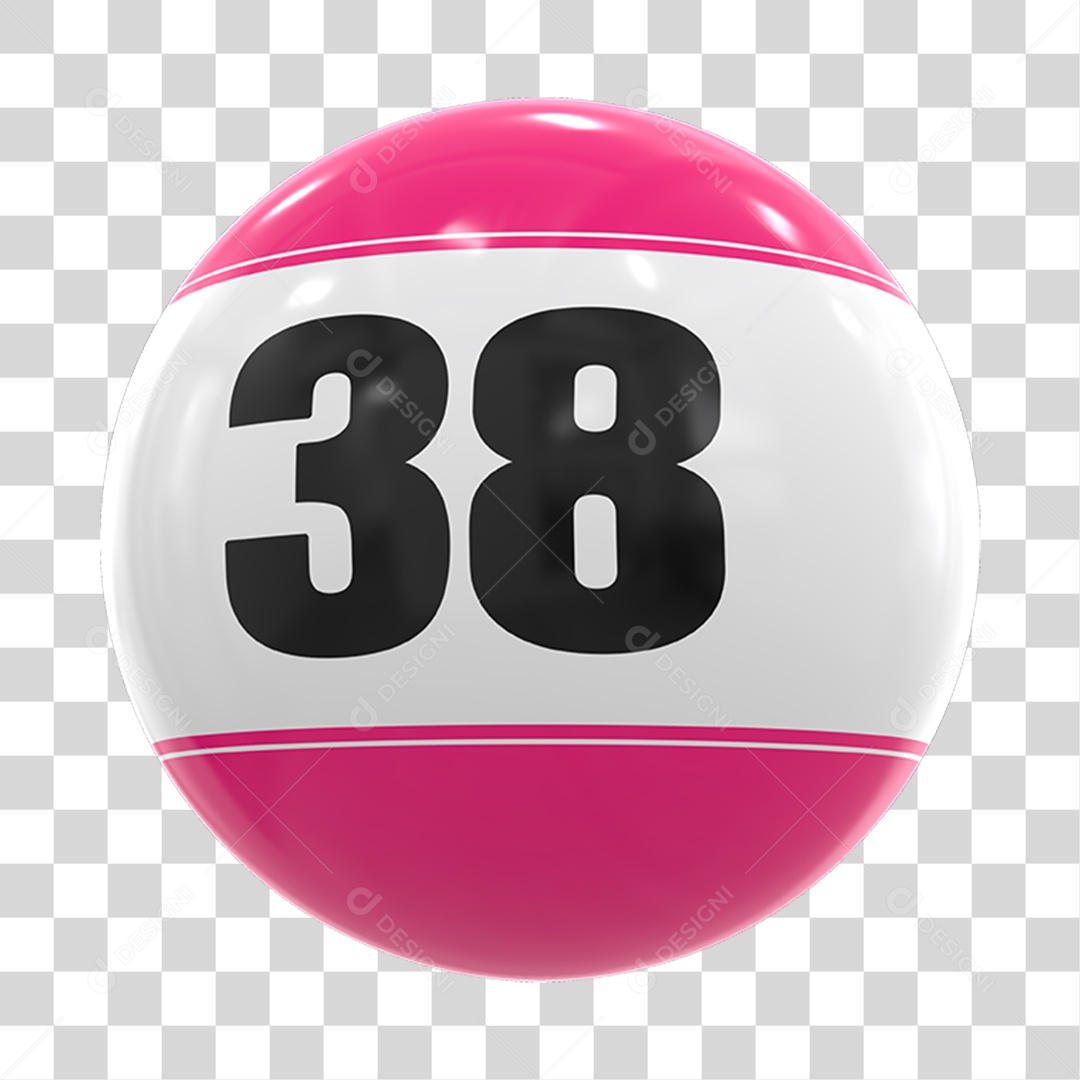 Bola de Bingo com Número 38 PNG Transparente