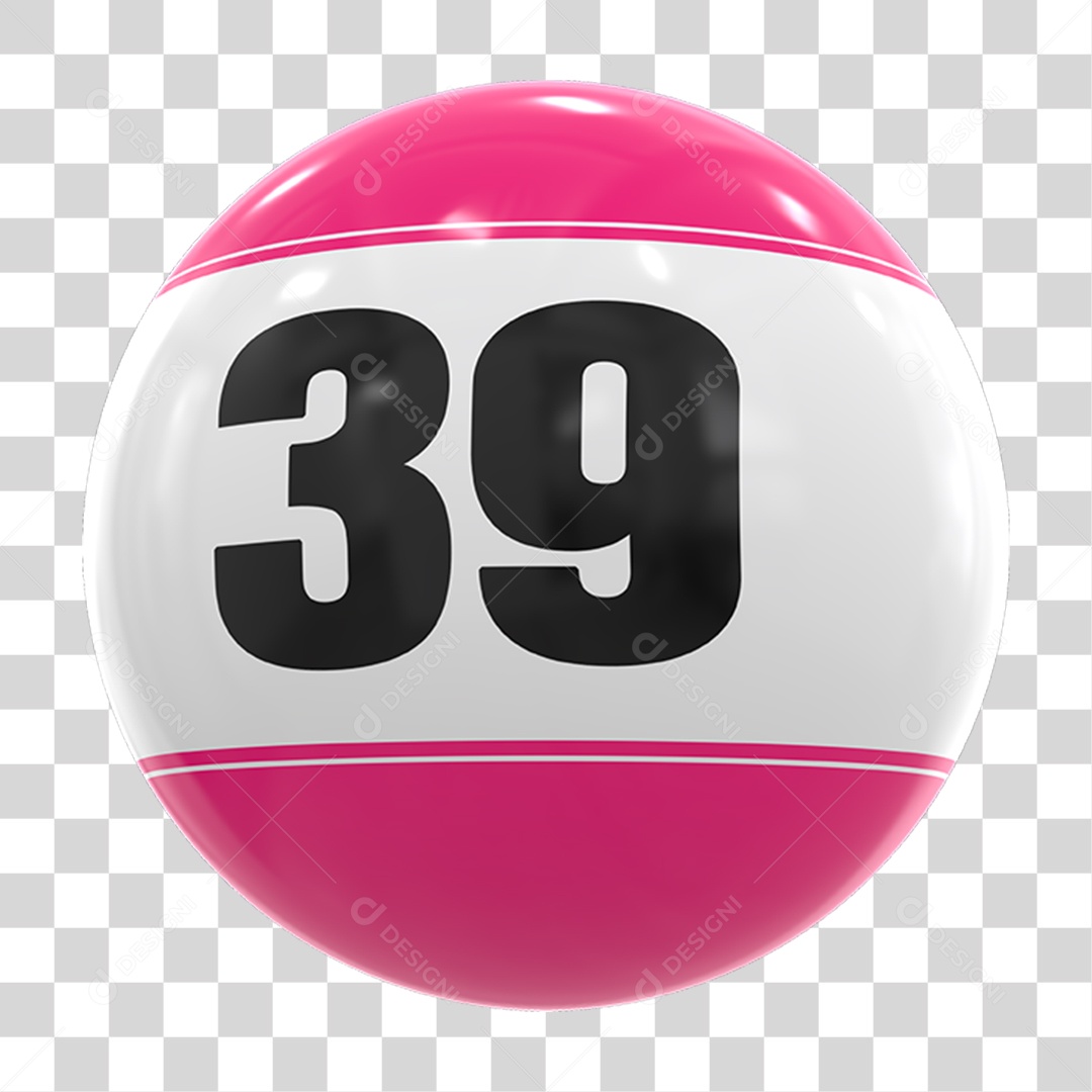 Bola de Bingo com Número 39 PNG Transparente