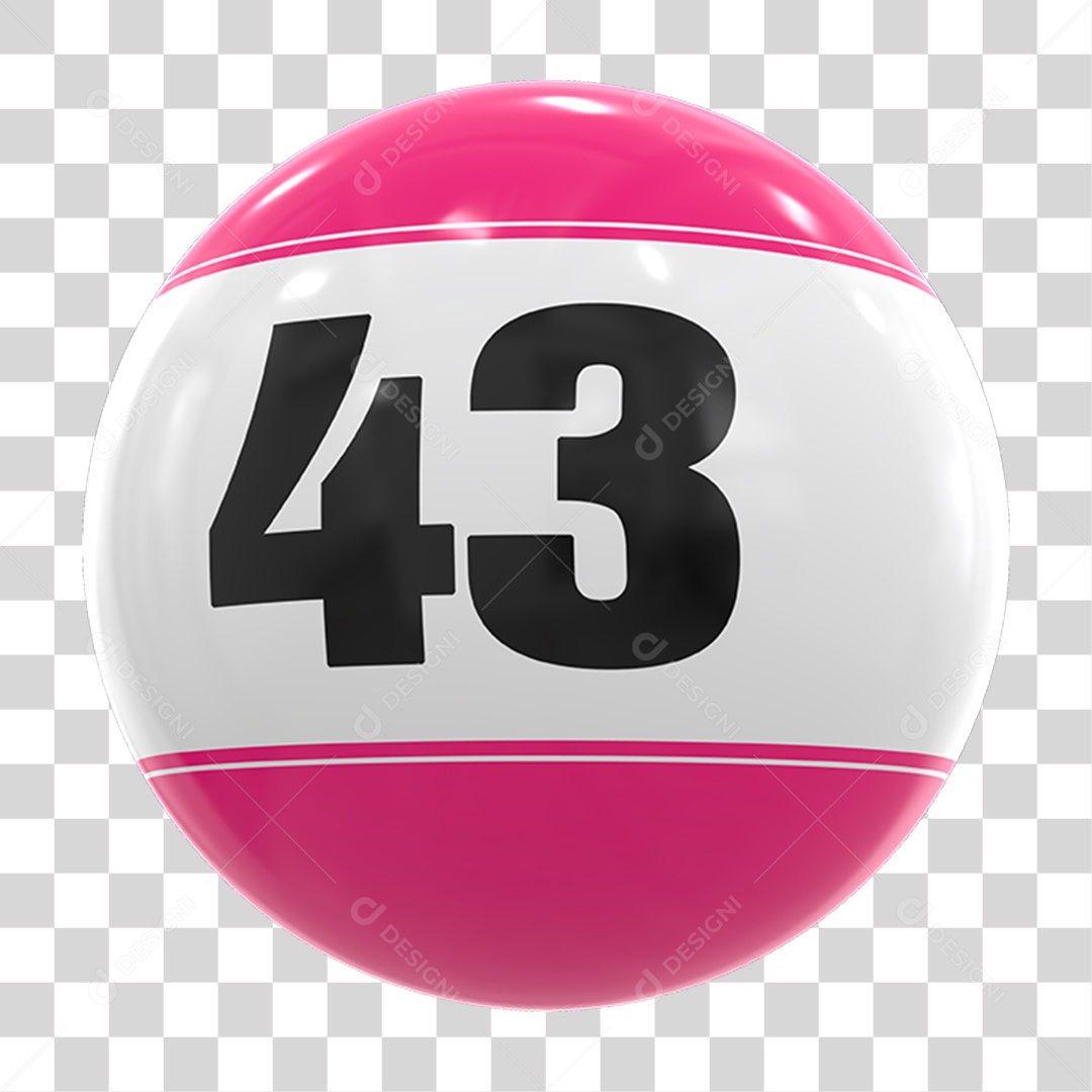 Bola de Bingo com Número 43 PNG Transparente