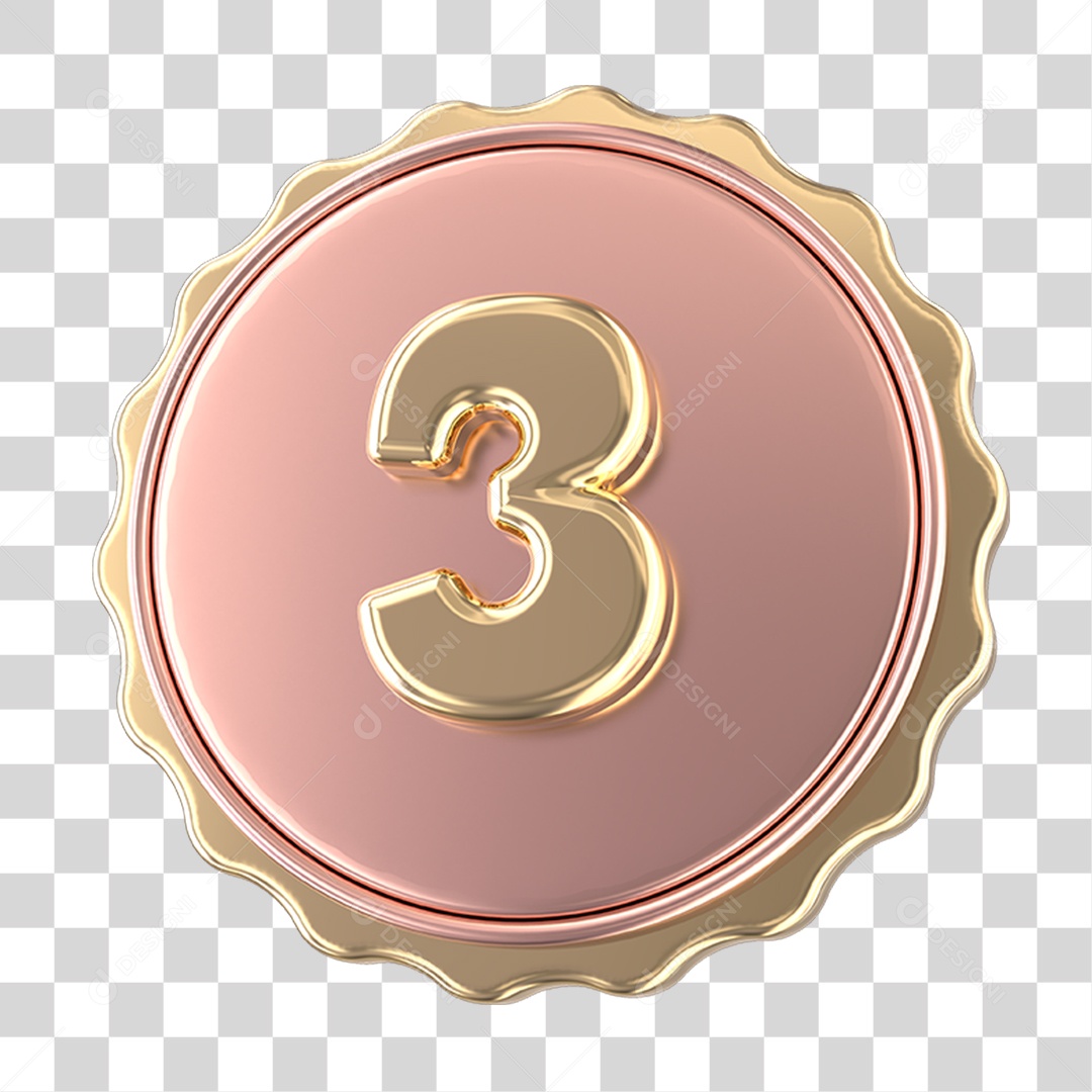Emblema com Número 3 PNG Transparente