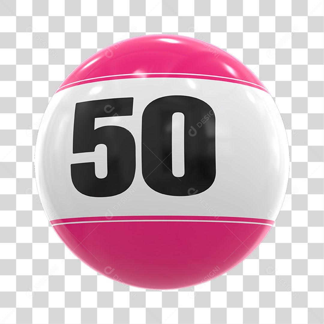 Bola de Bingo com Número 50 PNG Transparente