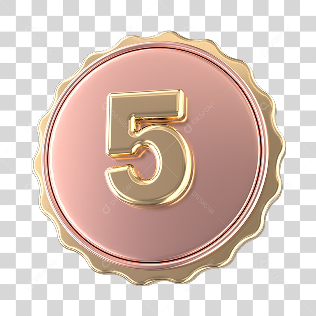 Emblema com Número 5 PNG Transparente
