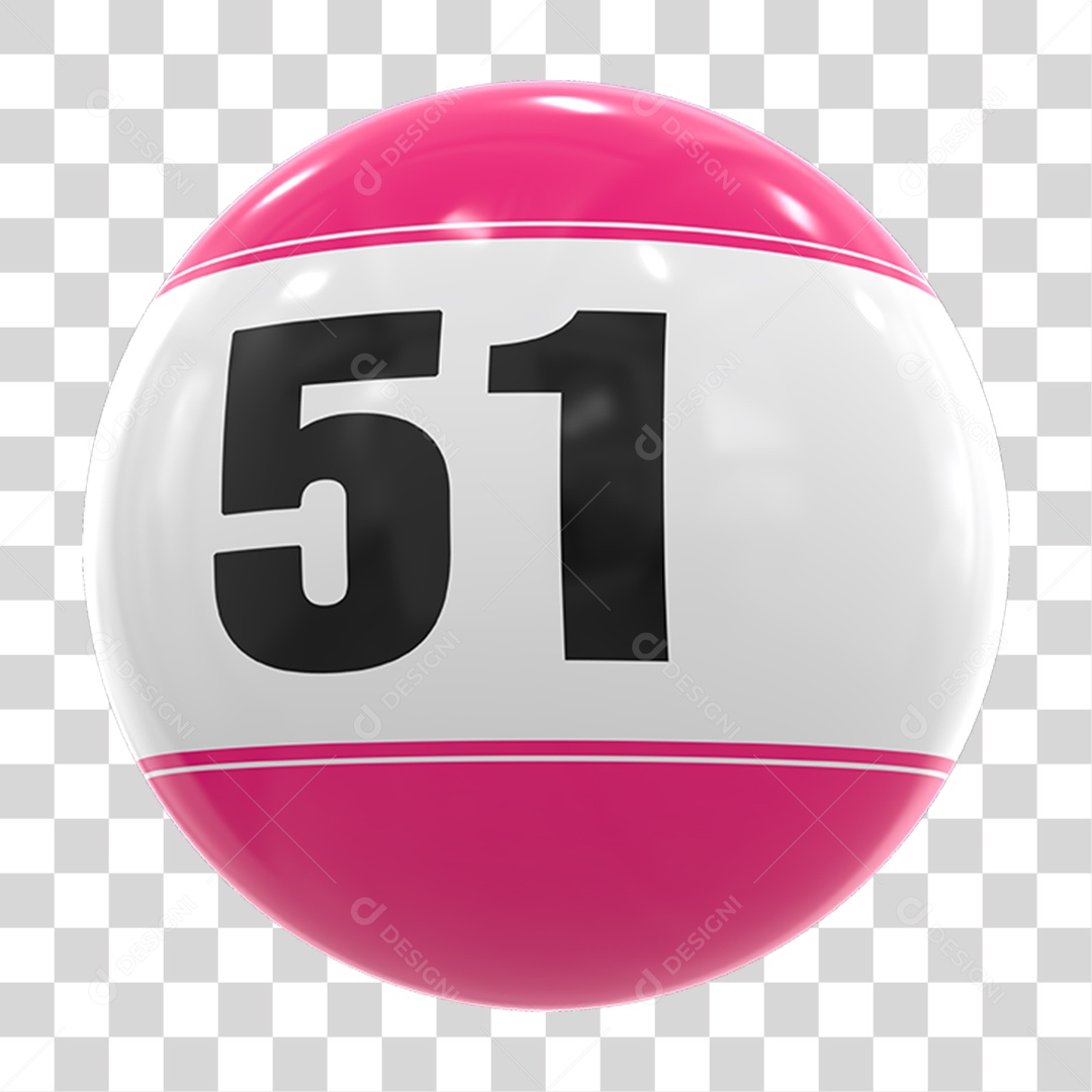 Bola de Bingo com Número 51 PNG Transparente