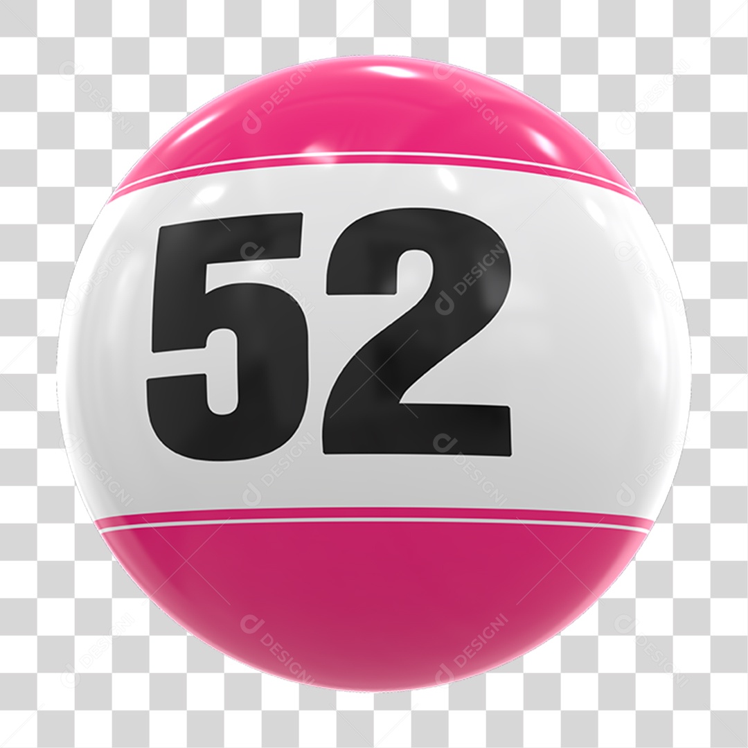 Bola de Bingo com Número 52 PNG Transparente