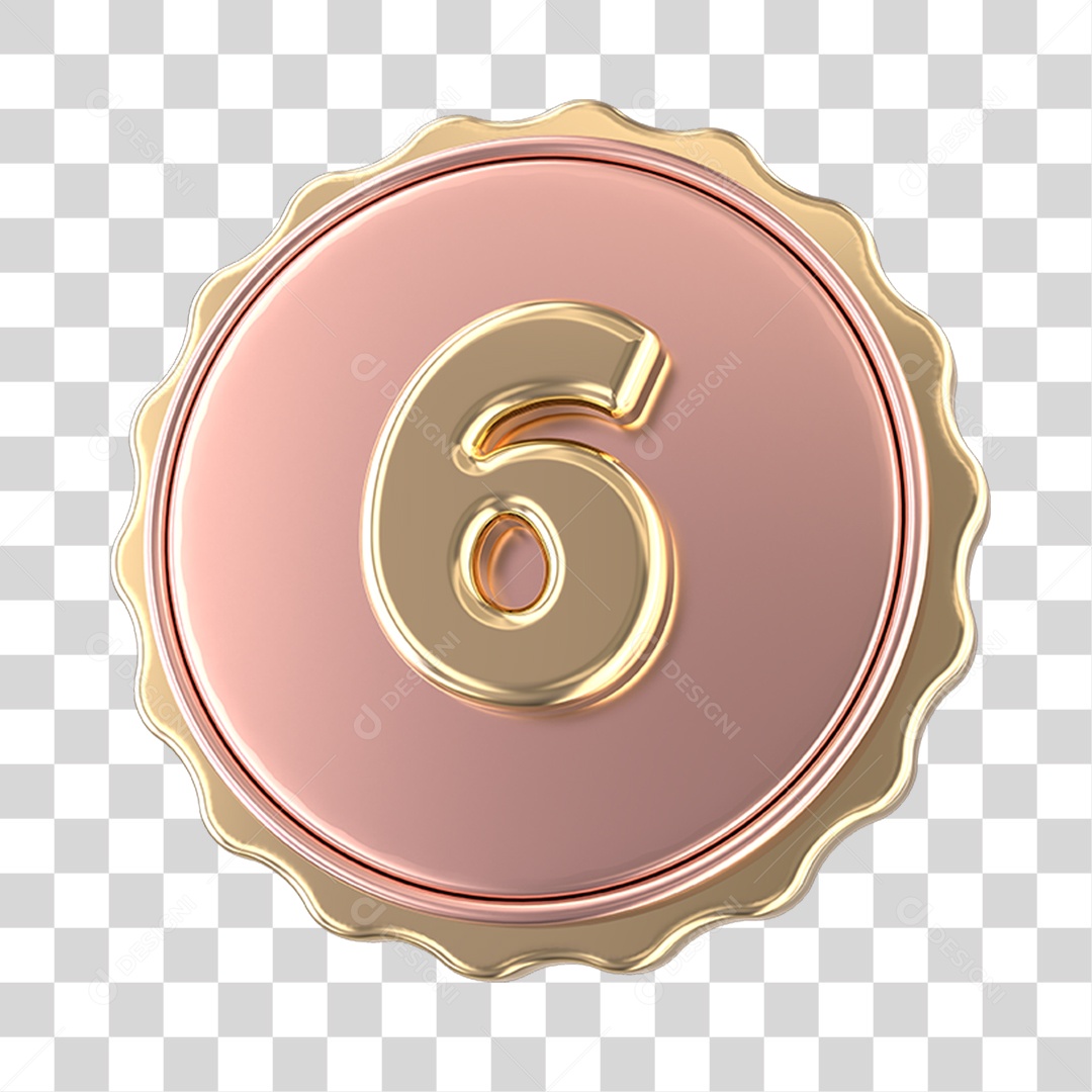 Emblema com Número 6 PNG Transparente