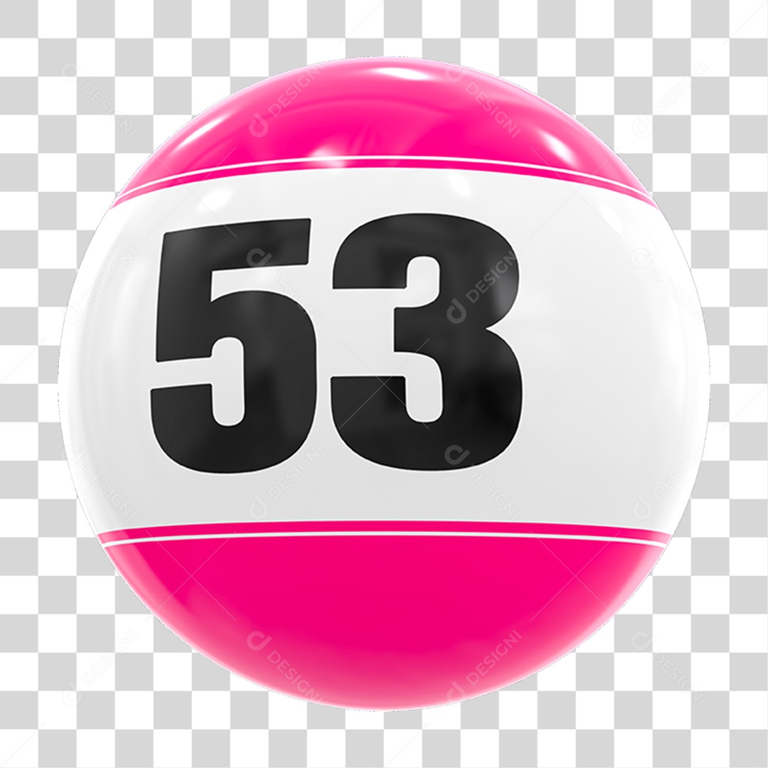 Bola de Bingo com Número 53 PNG Transparente