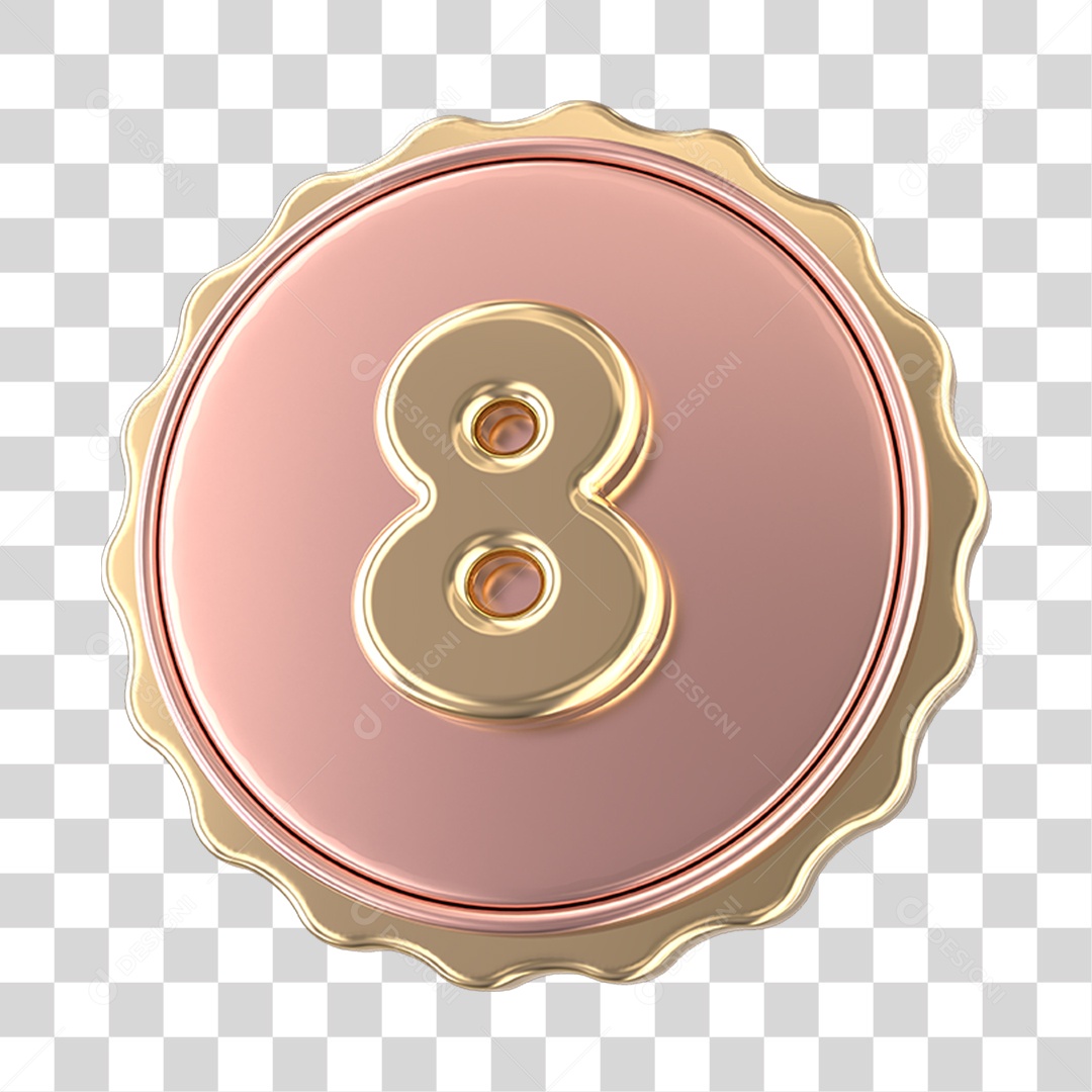 Emblema com Número 8 PNG Transparente