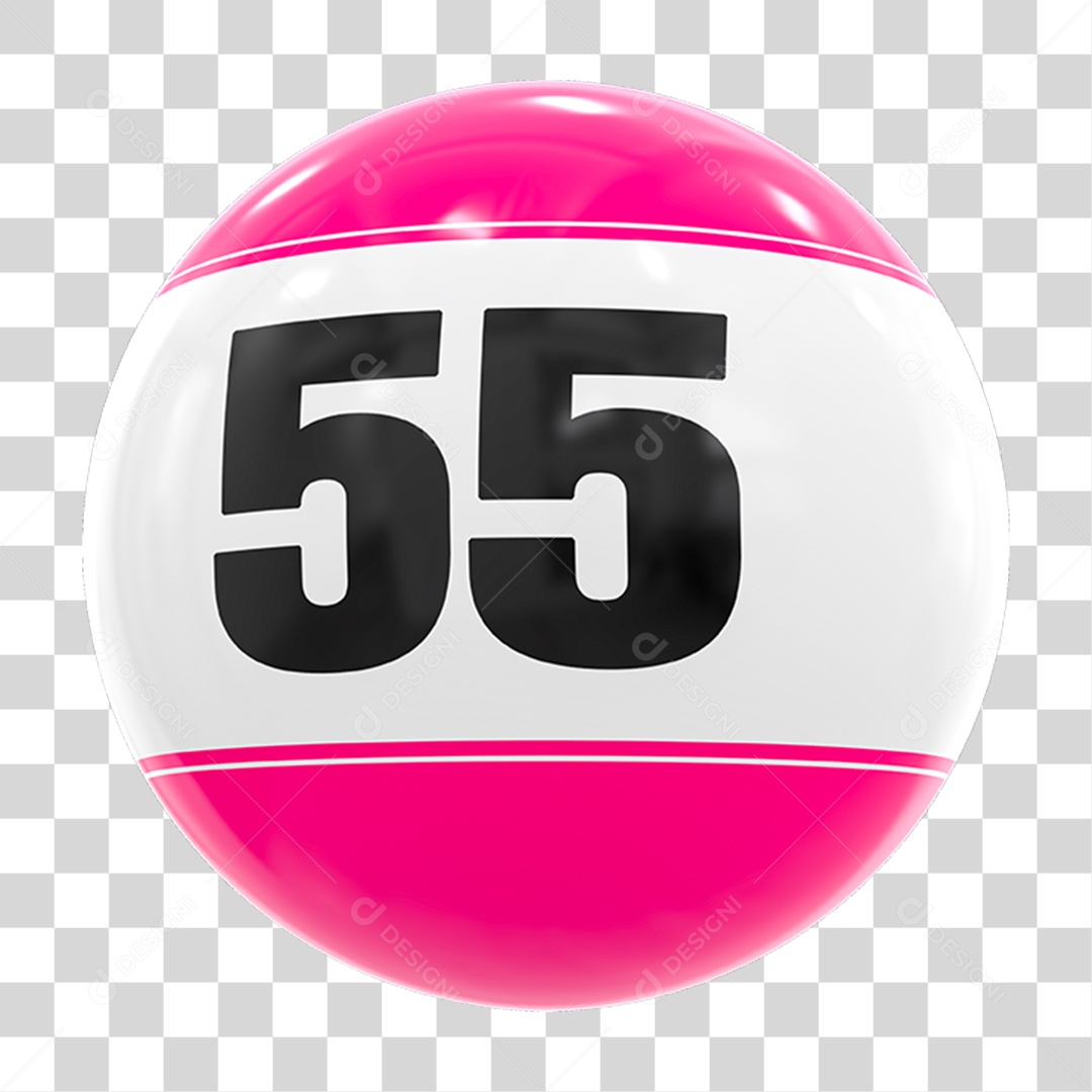 Bola de Bingo com Número 55 PNG Transparente