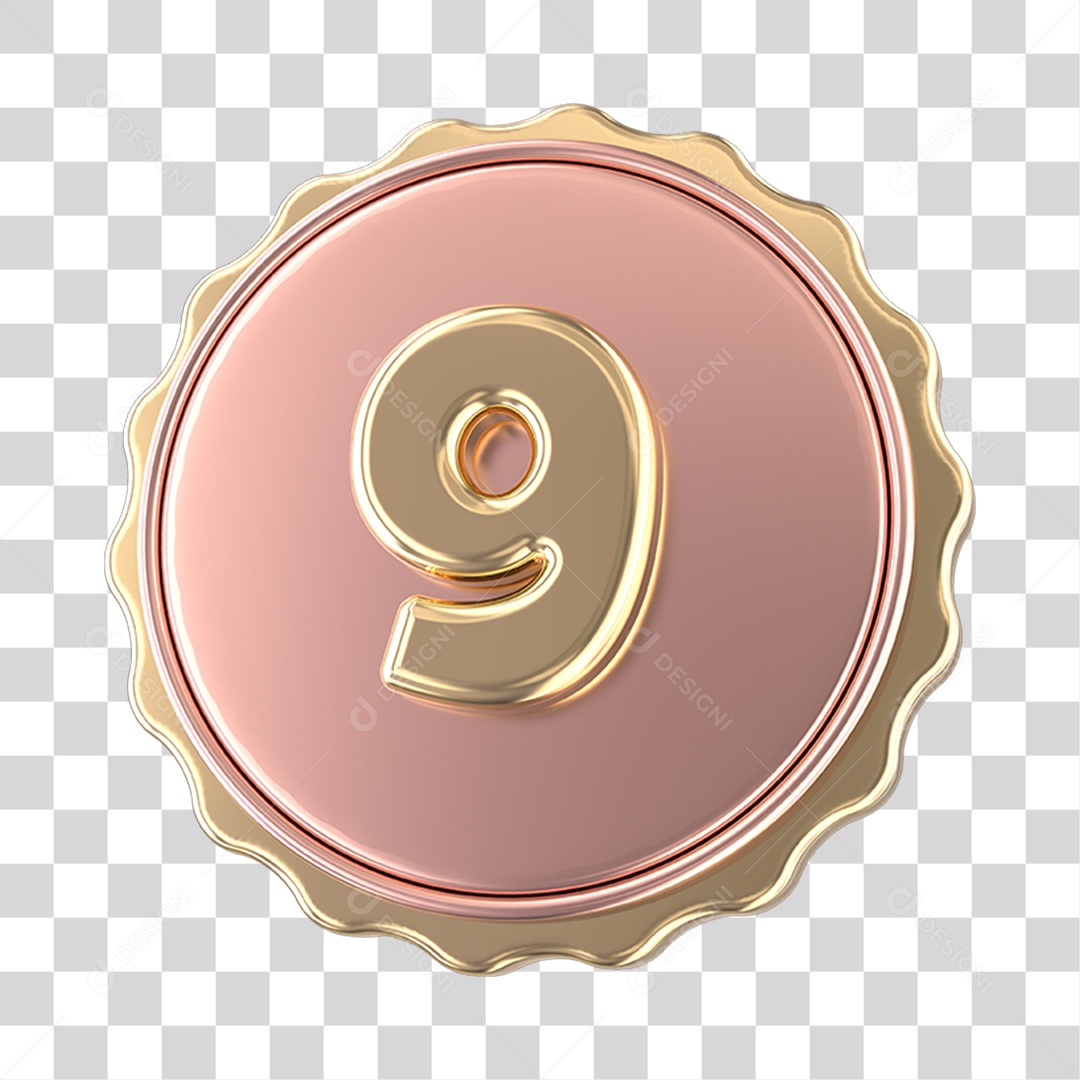 Emblema com Número 9 PNG Transparente