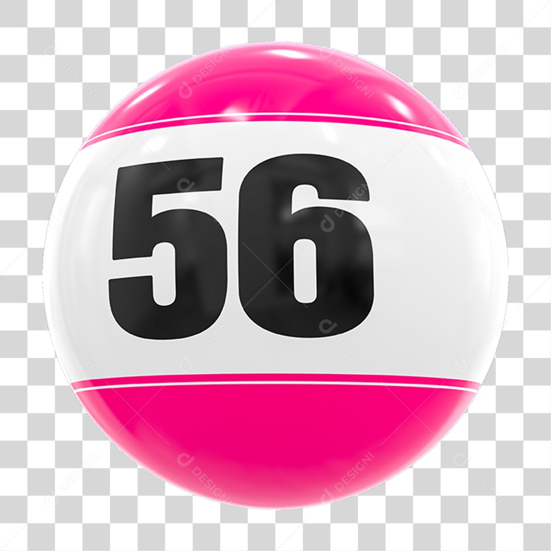 Bola de Bingo com Número 56 PNG Transparente