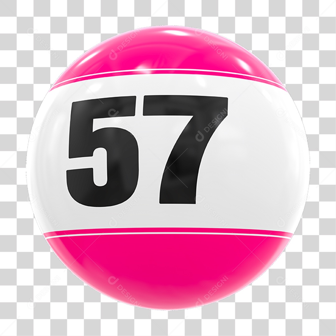 Bola de Bingo com Número 57 PNG Transparente