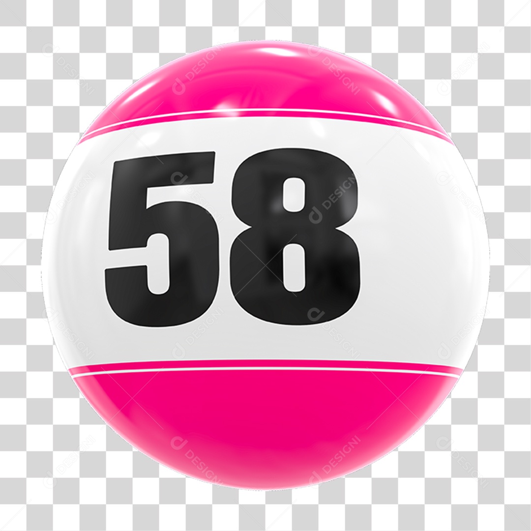 Bola de Bingo com Número 58 PNG Transparente