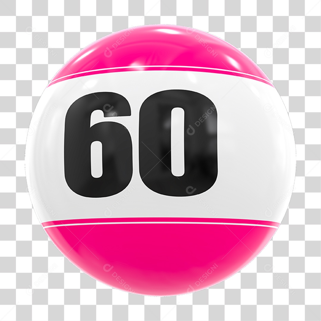 Bola de Bingo com Número 60 PNG Transparente